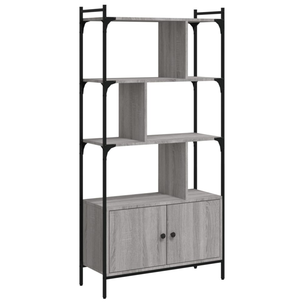 vidaXL Βιβλιοθήκη με Πόρτες Γκρι Sonoma 76,5x30x154,5 εκ. Επεξ. Ξύλο
