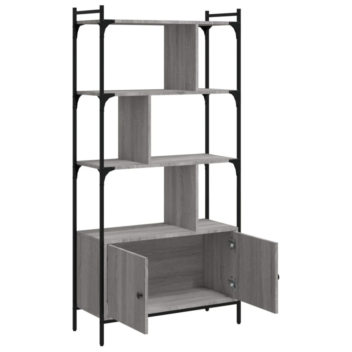 vidaXL Βιβλιοθήκη με Πόρτες Γκρι Sonoma 76,5x30x154,5 εκ. Επεξ. Ξύλο