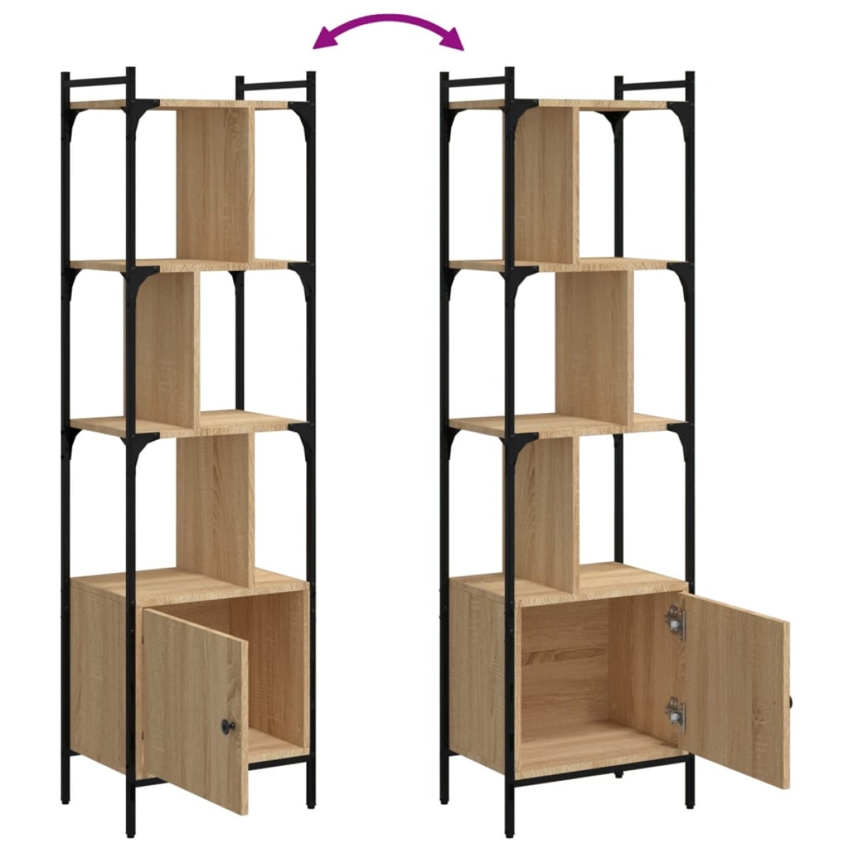 vidaXL Βιβλιοθήκη με Πόρτα Sonoma Δρυς 44,5x30x154,5 εκ. Επεξ. Ξύλο