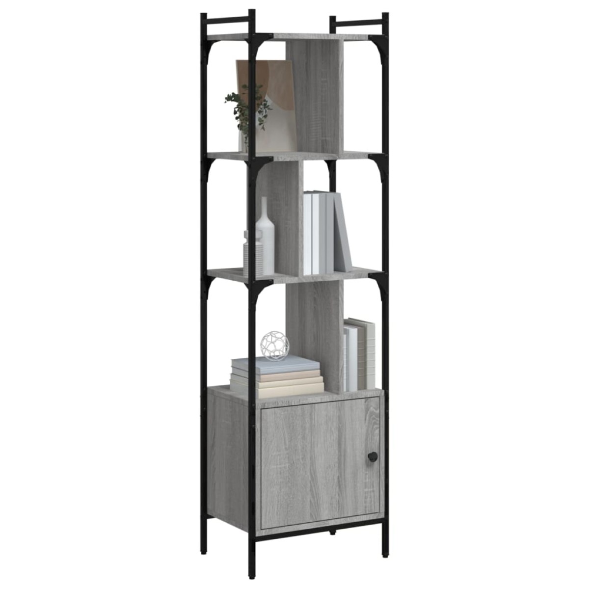vidaXL Βιβλιοθήκη με Πόρτα Γκρι Sonoma 44,5x30x154,5 εκ. Επεξ. Ξύλο