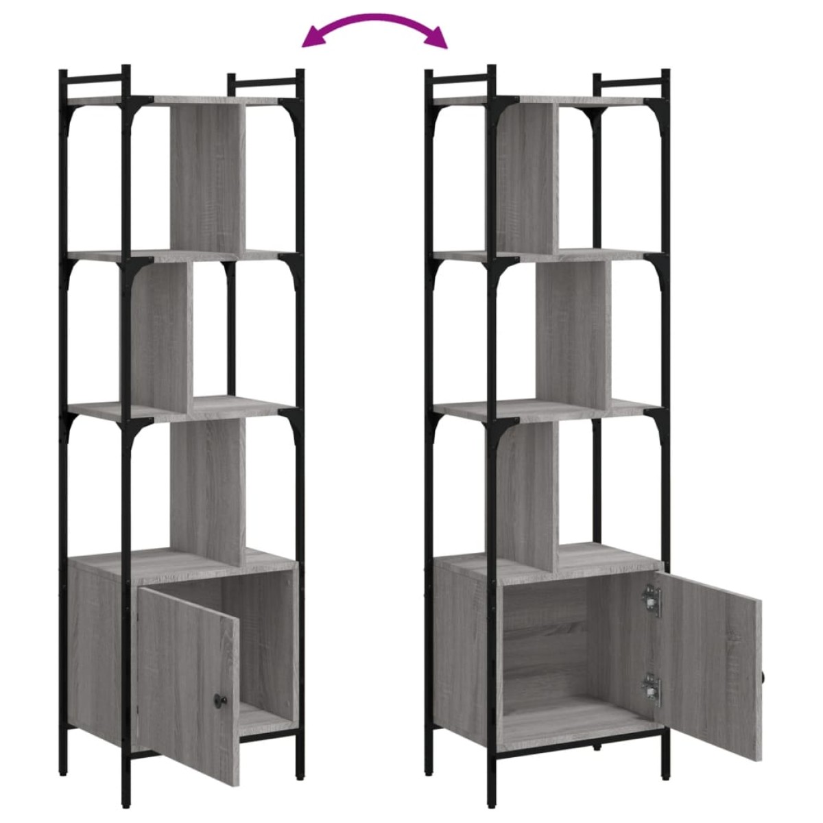 vidaXL Βιβλιοθήκη με Πόρτα Γκρι Sonoma 44,5x30x154,5 εκ. Επεξ. Ξύλο