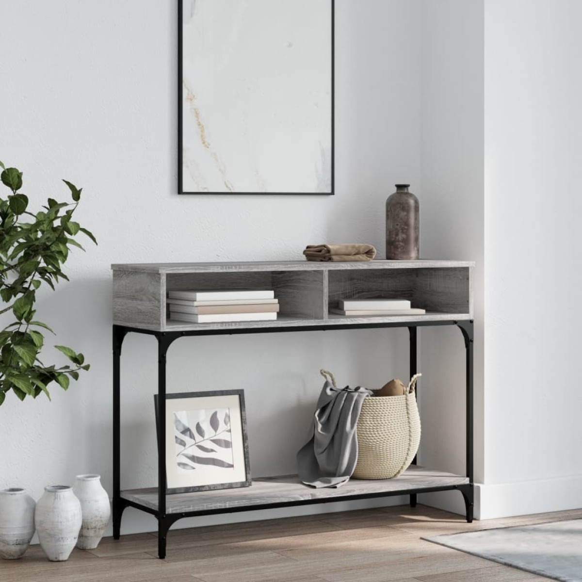 vidaXL Τραπέζι Κονσόλα Γκρι Sonoma 100x30,5x75 εκ. Επεξεργασμένο Ξύλο