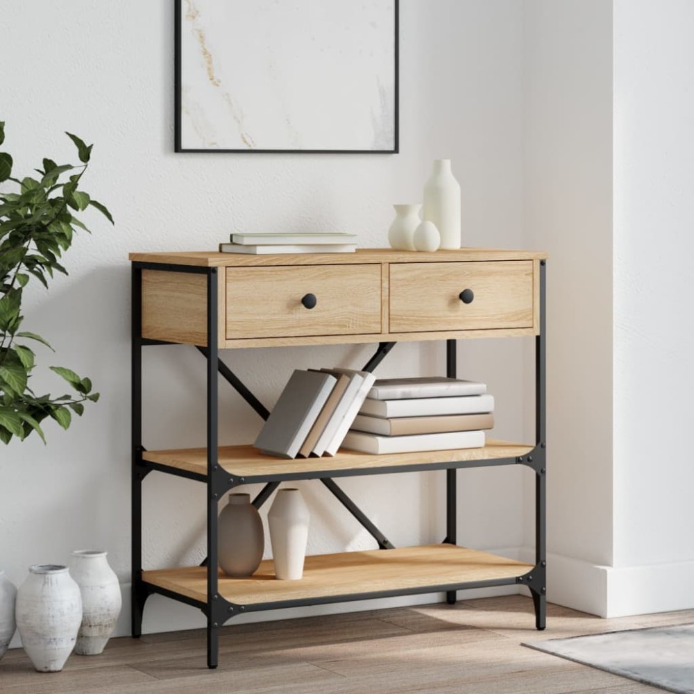 vidaXL Τραπέζι Κονσόλα Sonoma Δρυς 75x34,5x75 εκ. Επεξεργασμένο Ξύλο