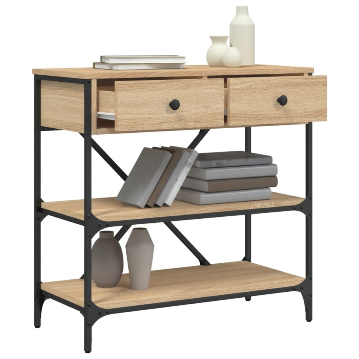 vidaXL Τραπέζι Κονσόλα Sonoma Δρυς 75x34,5x75 εκ. Επεξεργασμένο Ξύλο