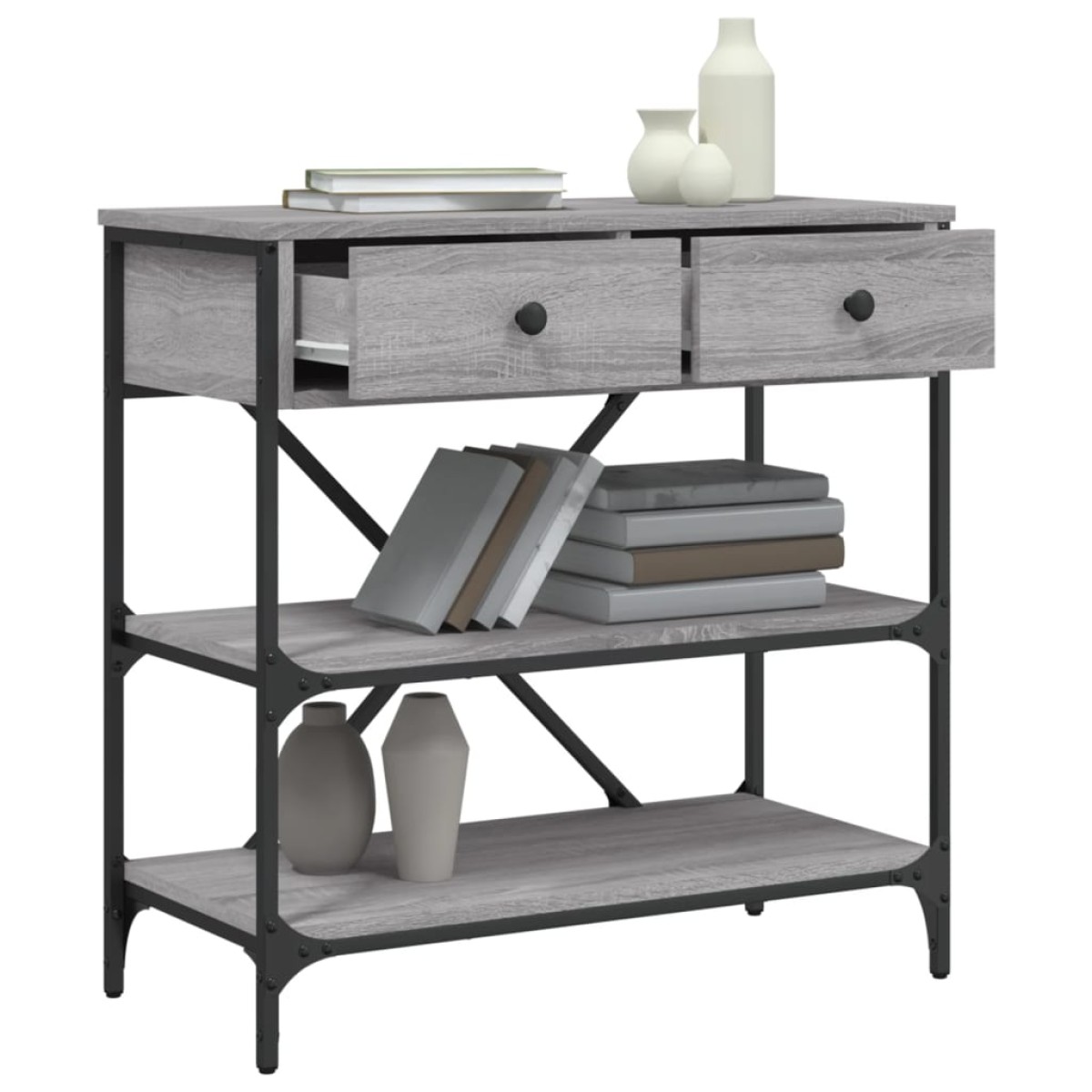 vidaXL Τραπέζι Κονσόλα Γκρι Sonoma 75x34,5x75 εκ. Επεξεργασμένο Ξύλο