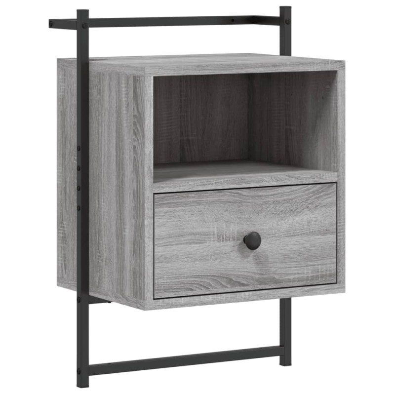 vidaXL Κομοδίνο Επιτοίχιο Γκρι Sonoma 40x30x61 εκ. από Επεξεργ. Ξύλο