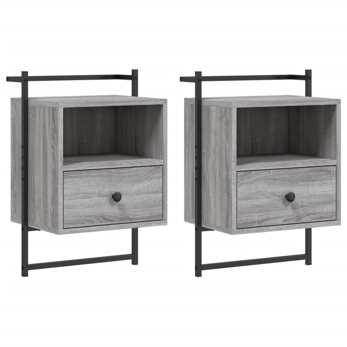 vidaXL Κομοδίνα Επιτοίχια 2 τεμ. Γκρι Sonoma 40x30x61 εκ Επεξεργ. Ξύλο