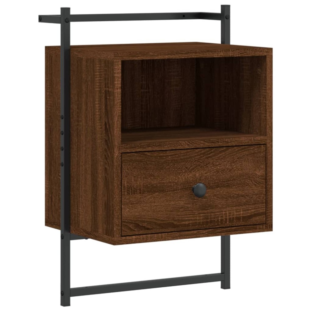 vidaXL Κομοδίνο Επιτοίχιο Καφέ Δρυς 40x30x61 εκ. από Επεξεργ. Ξύλο