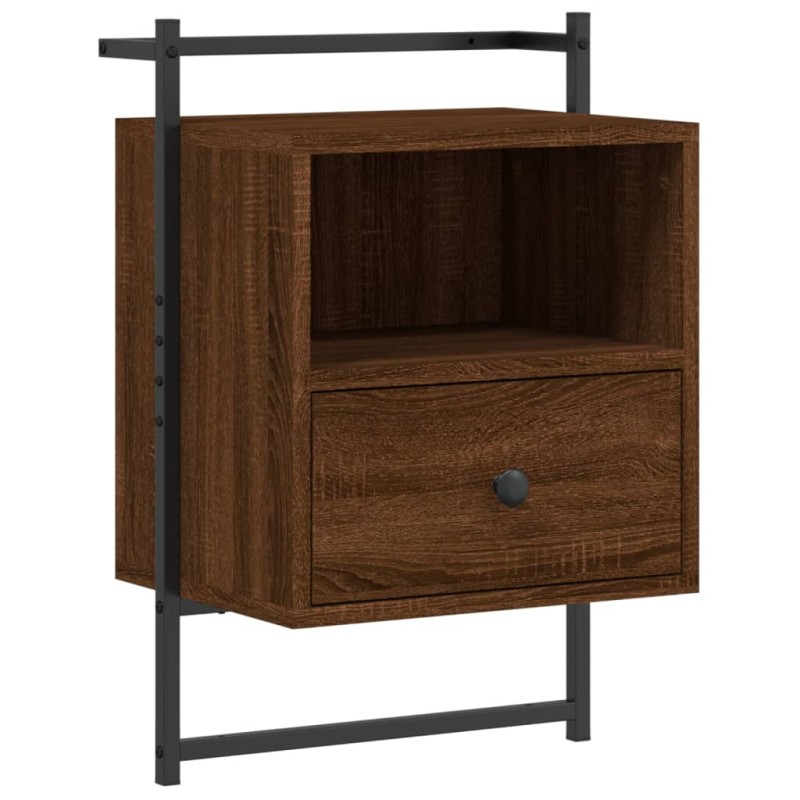 vidaXL Κομοδίνο Επιτοίχιο Καφέ Δρυς 40x30x61 εκ. από Επεξεργ. Ξύλο