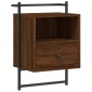 vidaXL Κομοδίνο Επιτοίχιο Καφέ Δρυς 40x30x61 εκ. από Επεξεργ. Ξύλο