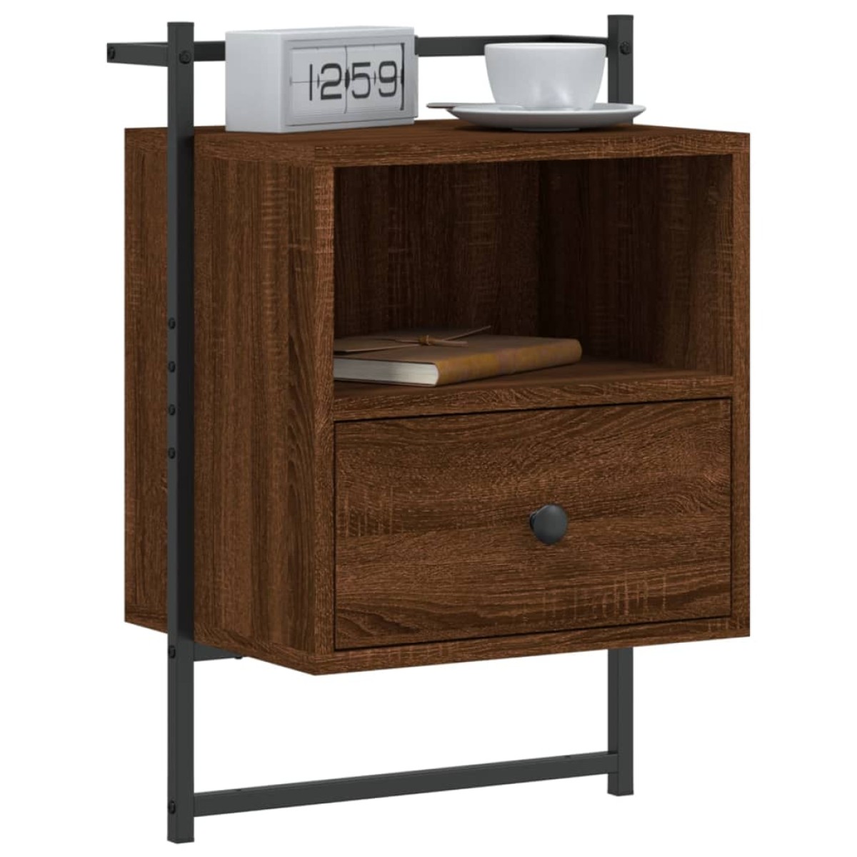 vidaXL Κομοδίνα Επιτοίχια 2 τεμ. Καφέ Δρυς 40x30x61 εκ. Επεξ. Ξύλο