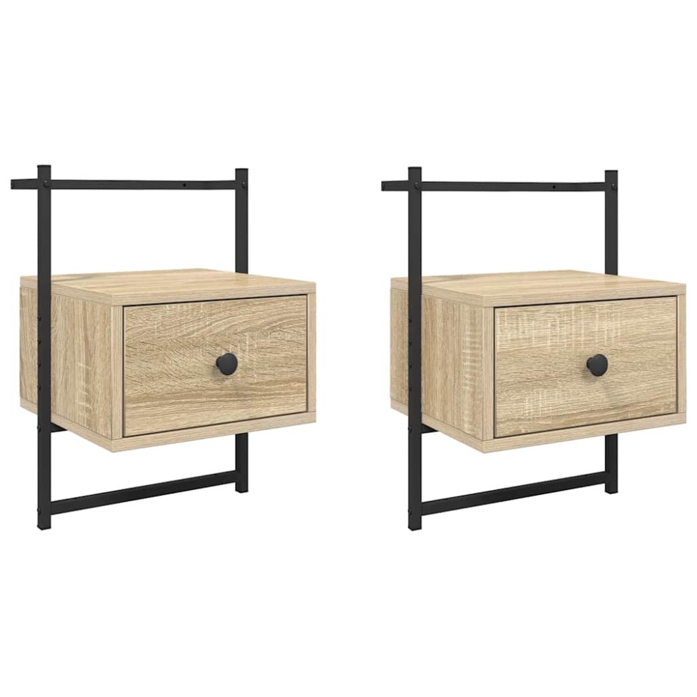 vidaXL Κομοδίνα Επιτοίχια 2 τεμ. Sonoma Δρυς 35x30x51 εκ Επεξεργ. Ξύλο