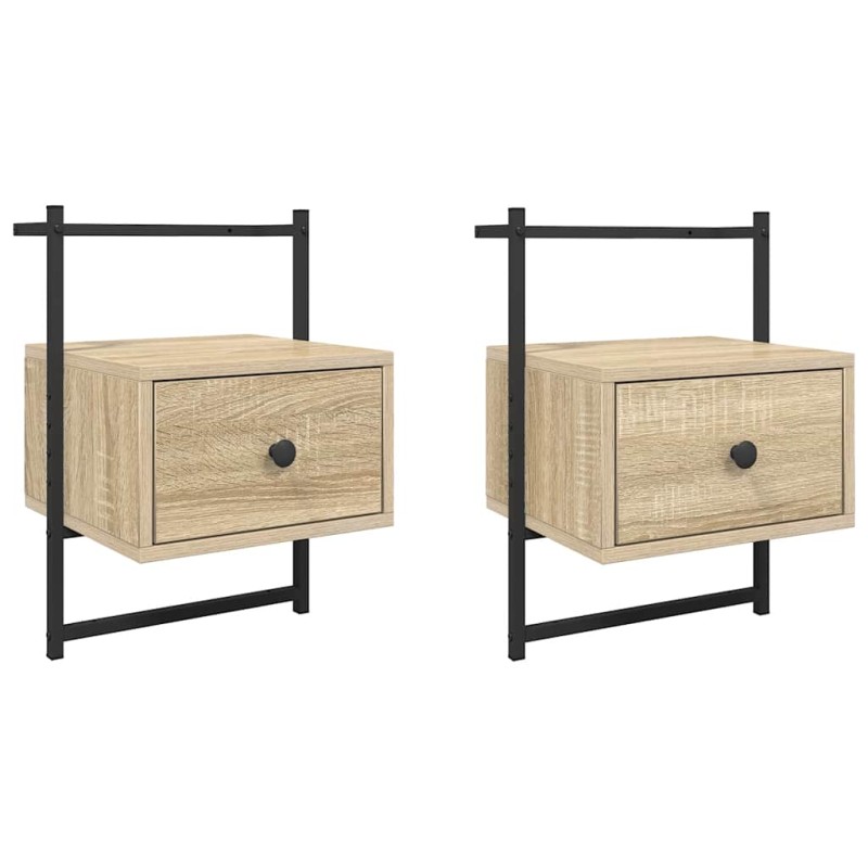 vidaXL Κομοδίνα Επιτοίχια 2 τεμ. Sonoma Δρυς 35x30x51 εκ Επεξεργ. Ξύλο
