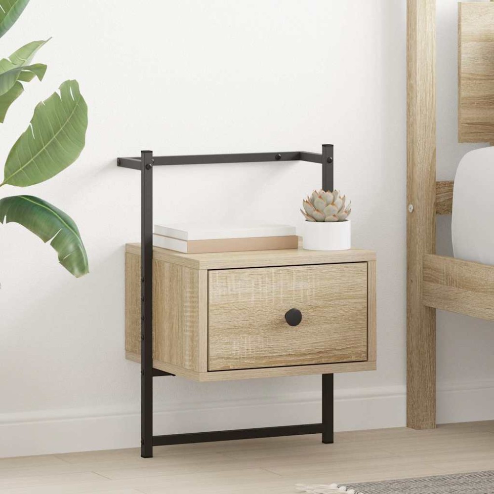 vidaXL Κομοδίνα Επιτοίχια 2 τεμ. Sonoma Δρυς 35x30x51 εκ Επεξεργ. Ξύλο