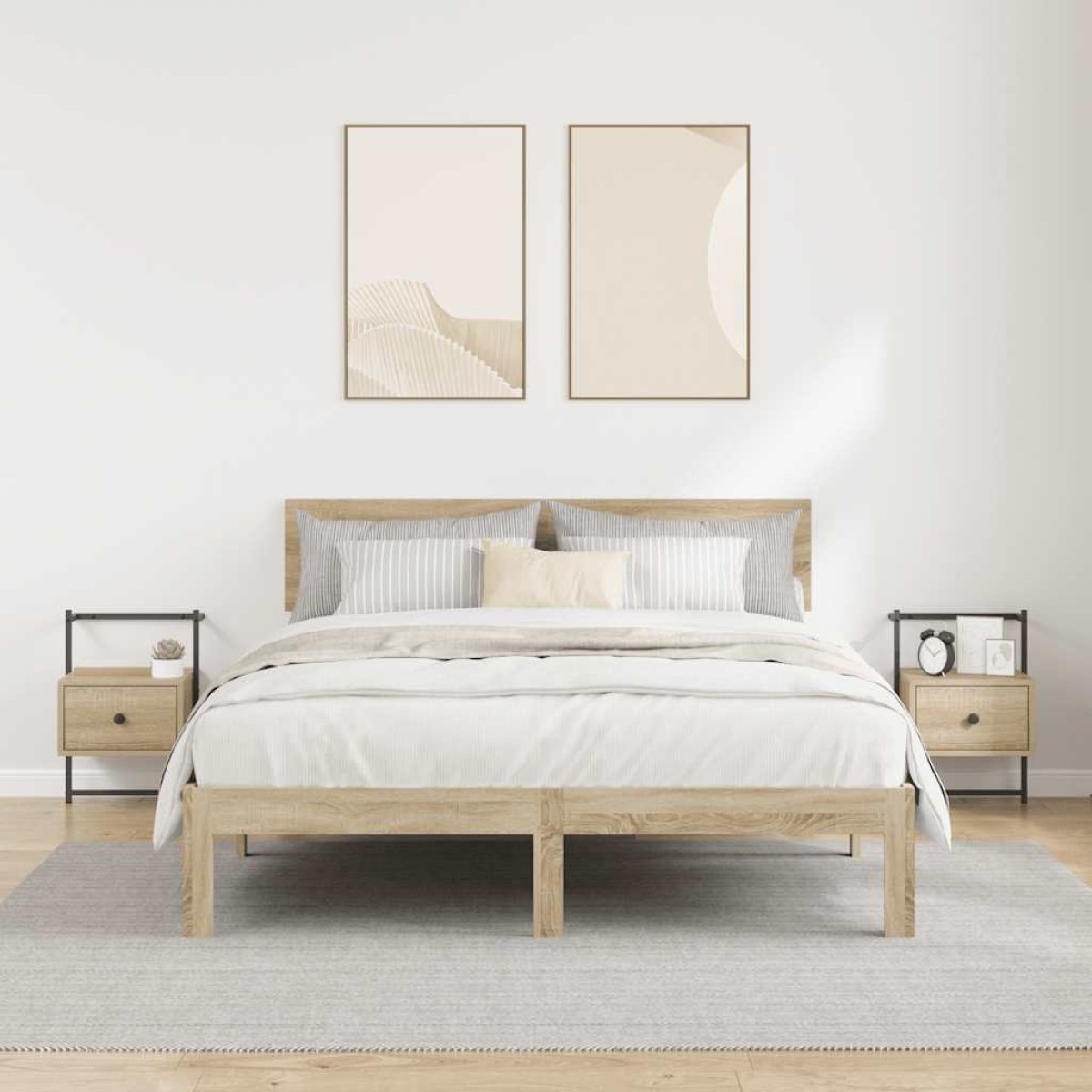 vidaXL Κομοδίνα Επιτοίχια 2 τεμ. Sonoma Δρυς 35x30x51 εκ Επεξεργ. Ξύλο