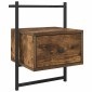 vidaXL Κομοδίνο Επιτοίχιο Καπνιστή Δρυς 35x30x51 εκ. από Επεξεργ. Ξύλο
