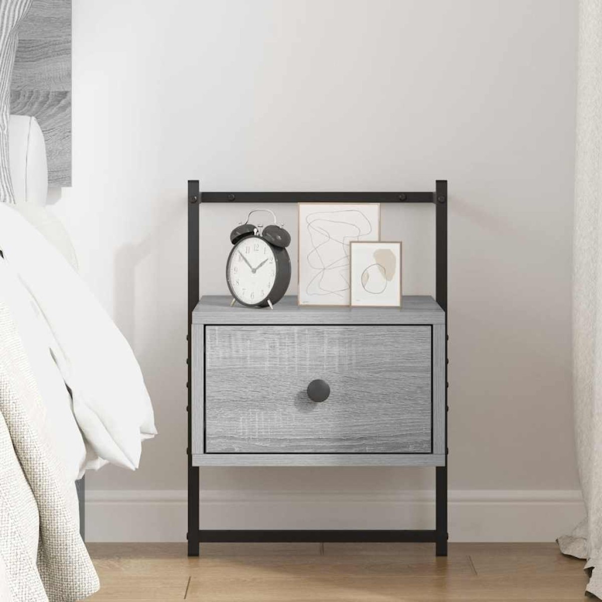 vidaXL Κομοδίνο Επιτοίχιο Γκρι Sonoma 35x30x51 εκ. από Επεξεργ. Ξύλο