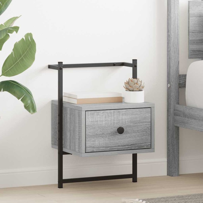 vidaXL Κομοδίνο Επιτοίχιο Γκρι Sonoma 35x30x51 εκ. από Επεξεργ. Ξύλο