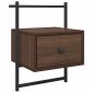 vidaXL Κομοδίνο Επιτοίχιο Καφέ Δρυς 35x30x51 εκ. από Επεξεργ. Ξύλο