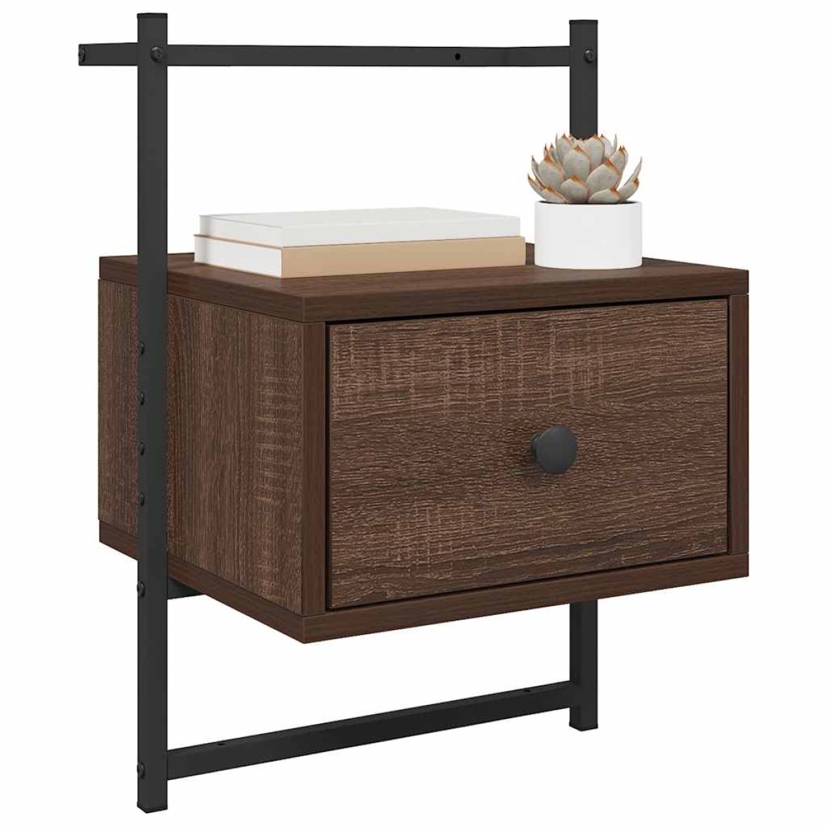 vidaXL Κομοδίνο Επιτοίχιο Καφέ Δρυς 35x30x51 εκ. από Επεξεργ. Ξύλο