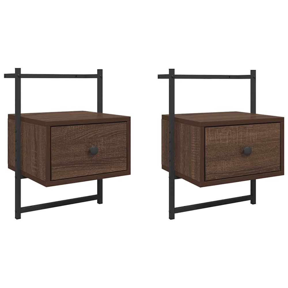 vidaXL Κομοδίνα Επιτοίχια 2 τεμ. Καφέ Δρυς 35x30x51 εκ. Επεξ. Ξύλο