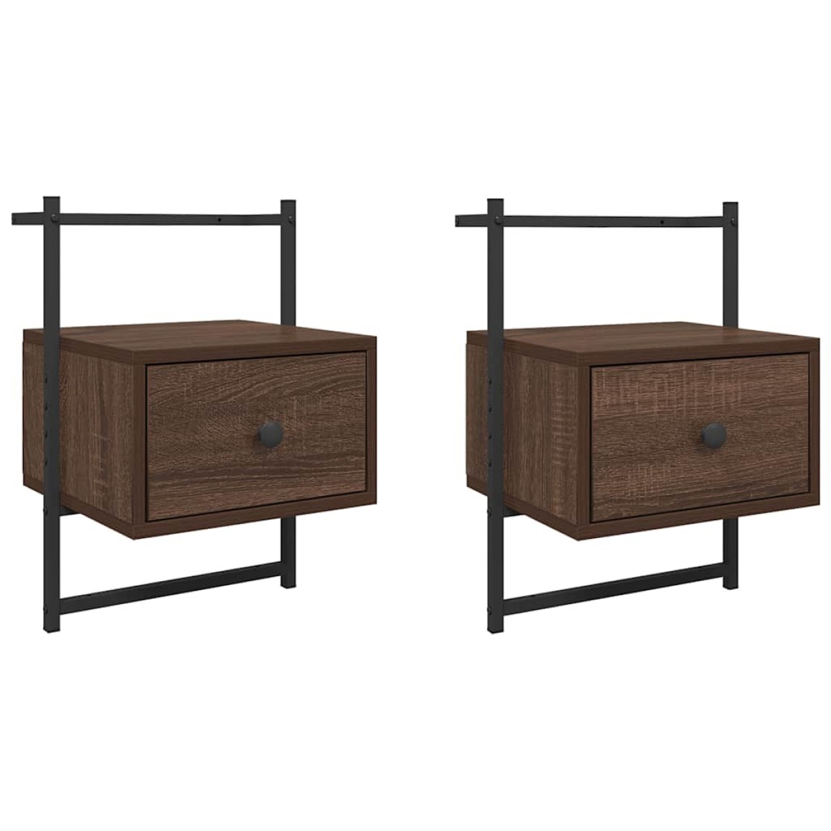 vidaXL Κομοδίνα Επιτοίχια 2 τεμ. Καφέ Δρυς 35x30x51 εκ. Επεξ. Ξύλο