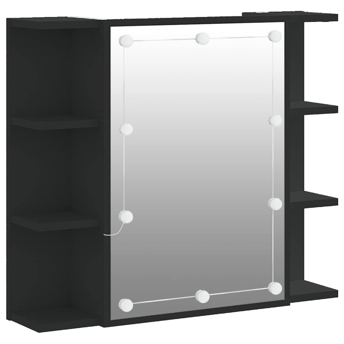 vidaXL Έπιπλο Καθρέπτη με LED Μαύρο 70 x 16,5 x 60 εκ.