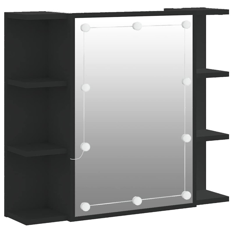 vidaXL Έπιπλο Καθρέπτη με LED Μαύρο 70 x 16,5 x 60 εκ.