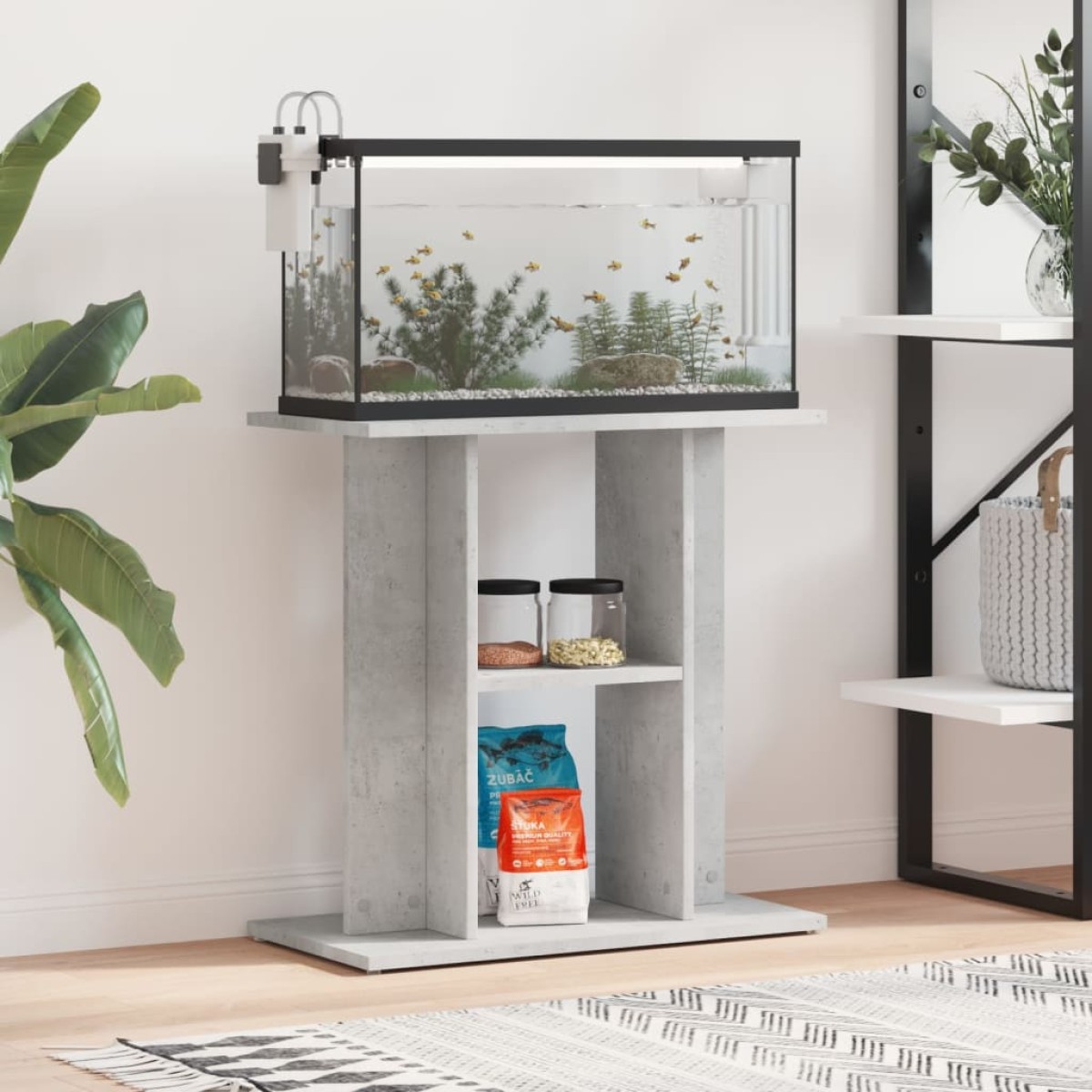 vidaXL Βάση Ενυδρείου Γκρι Σκυροδ. 60x30x60 εκ. από Επεξεργασμένο Ξύλο