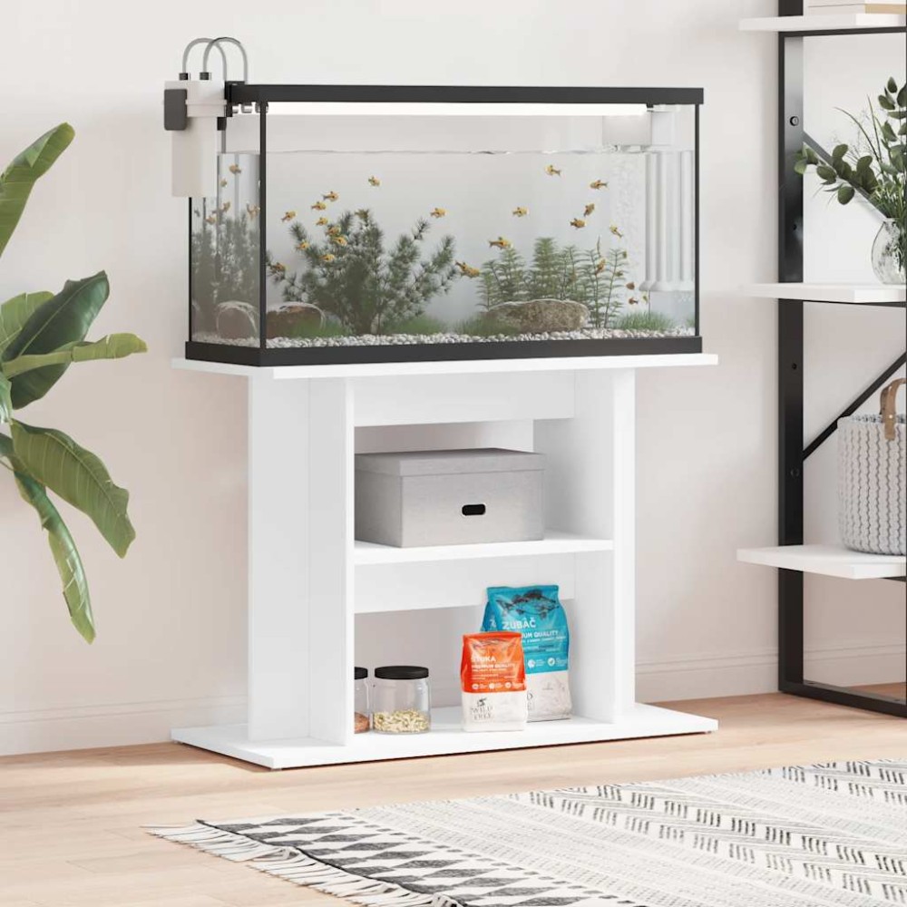 vidaXL Βάση Ενυδρείου Λευκή 80 x 35 x 60 εκ. από Επεξεργασμένο Ξύλο