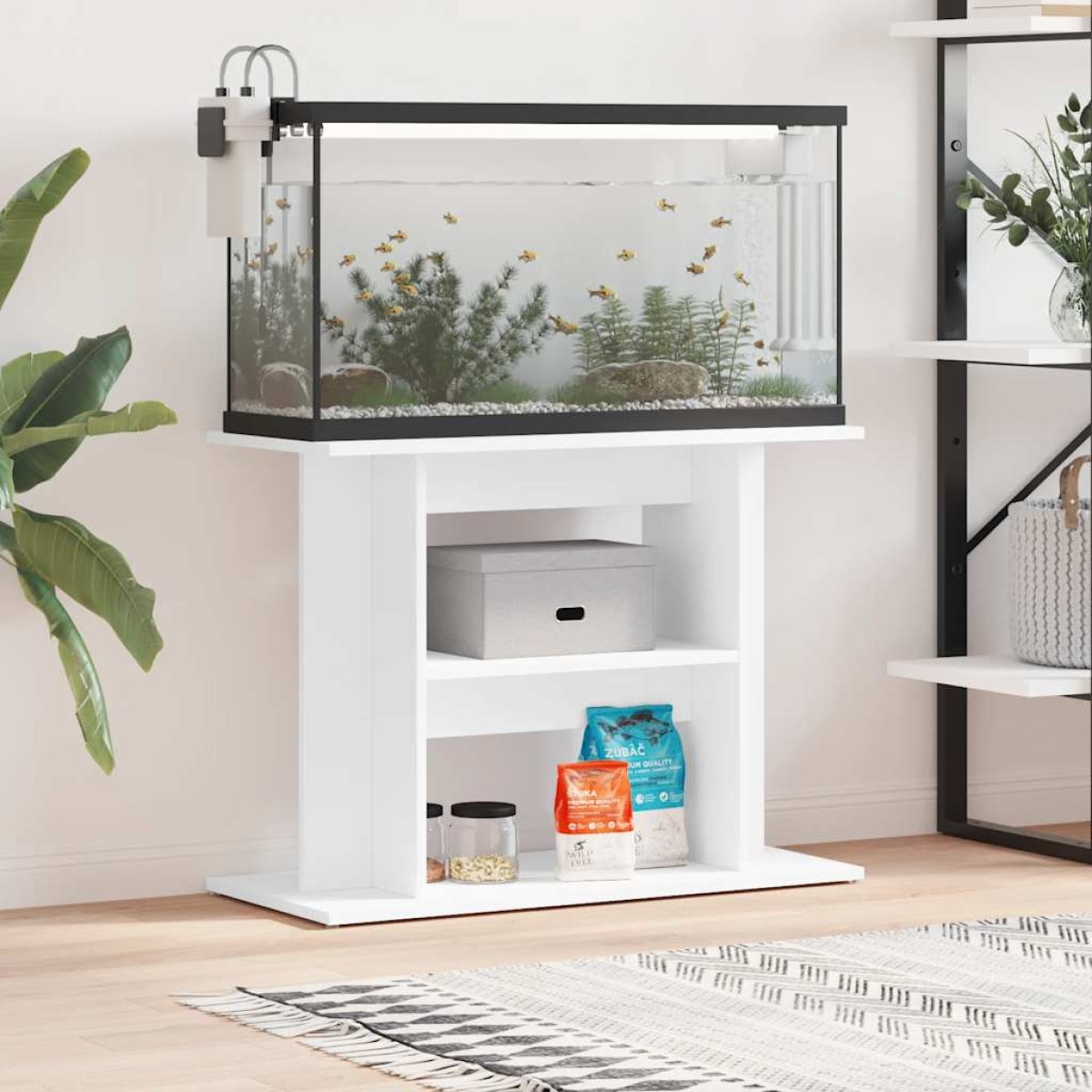 vidaXL Βάση Ενυδρείου Λευκή 80 x 35 x 60 εκ. από Επεξεργασμένο Ξύλο
