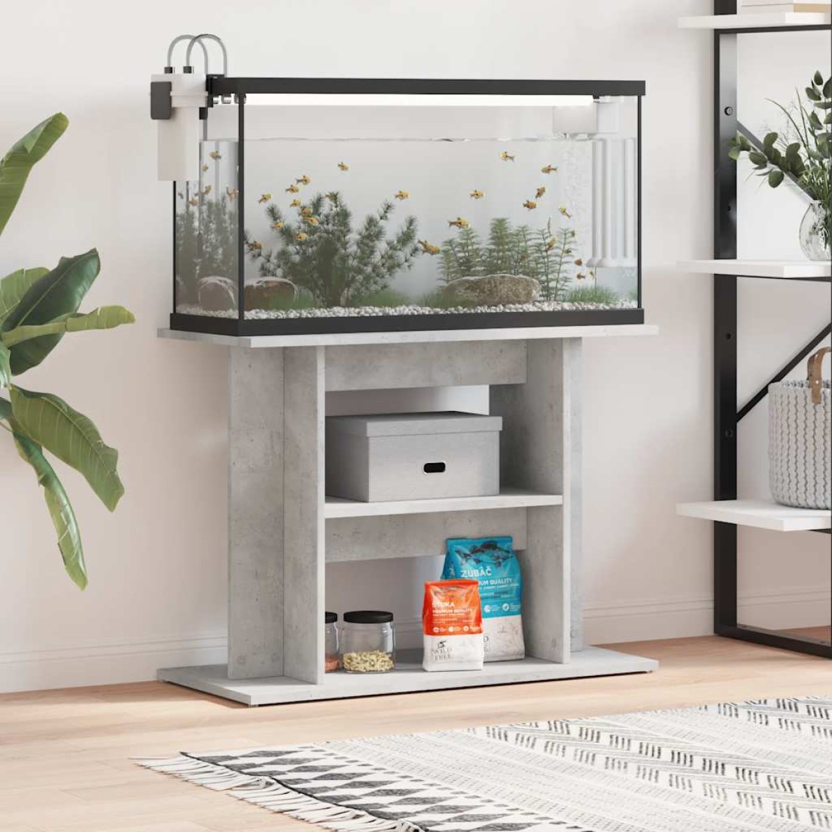 vidaXL Βάση Ενυδρείου Γκρι Σκυροδ. 80x35x60 εκ. από Επεξεργασμένο Ξύλο