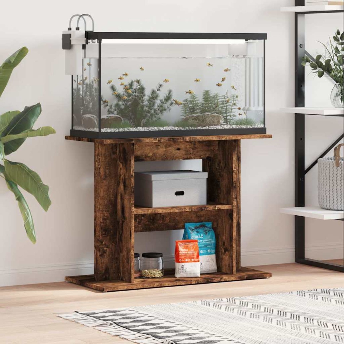 vidaXL Βάση Ενυδρείου Καπνιστή Δρυς 80x35x60 εκ. Επεξεργασμένο Ξύλο