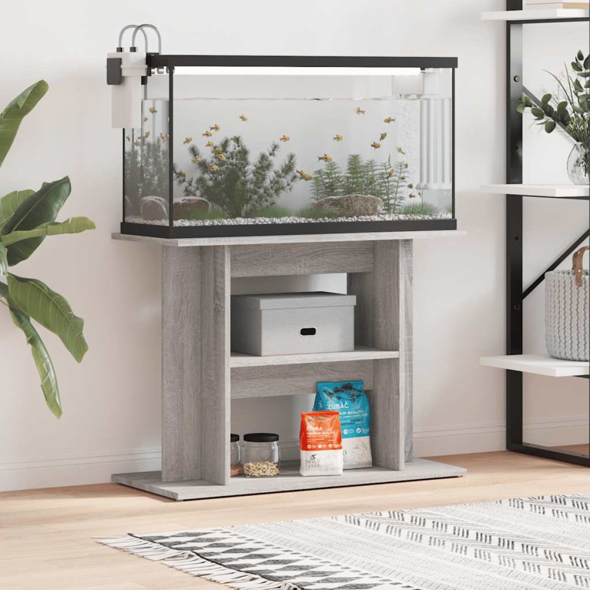 vidaXL Βάση Ενυδρείου Γκρι Sonoma 80x35x60 εκ. από Επεξεργασμένο Ξύλο