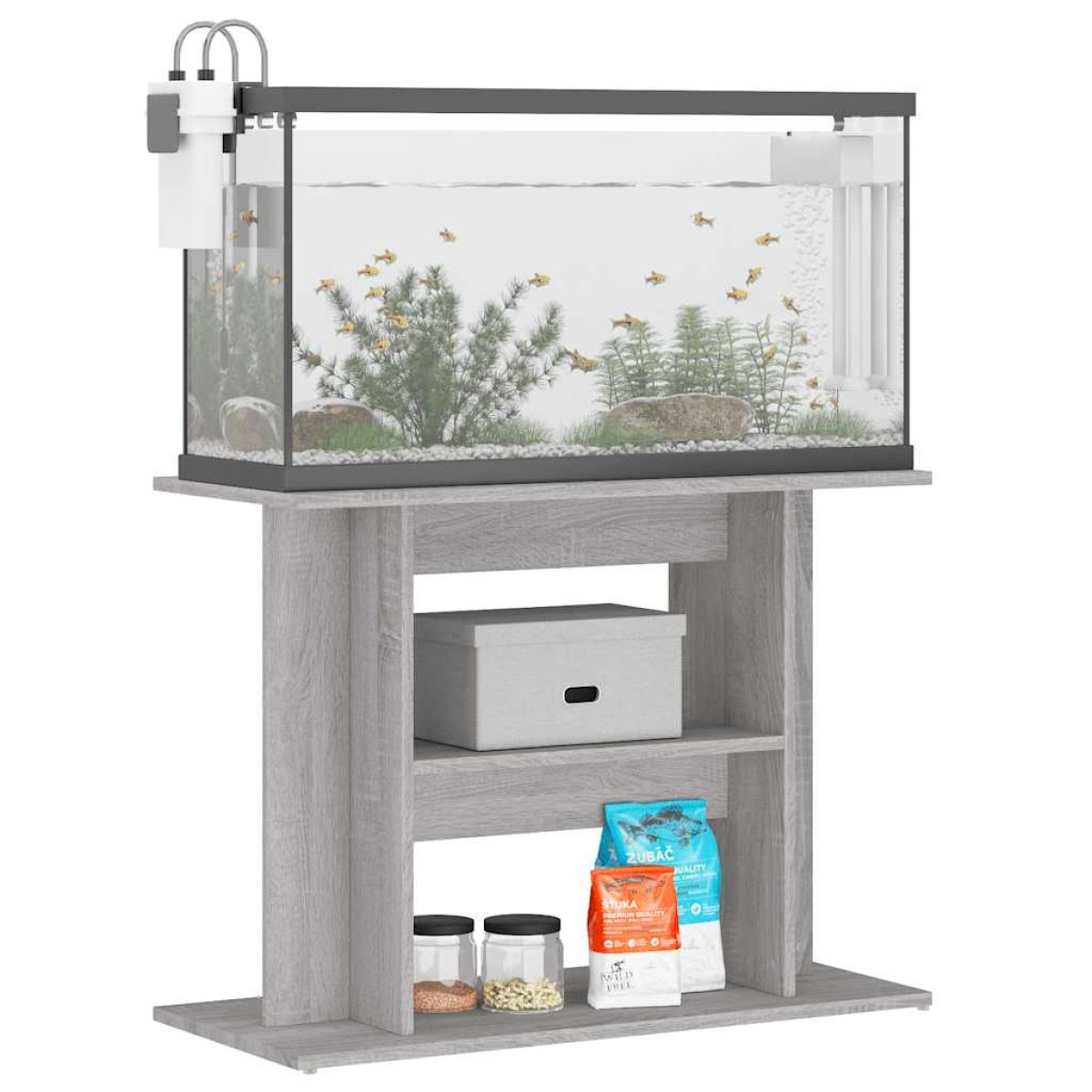 vidaXL Βάση Ενυδρείου Γκρι Sonoma 80x35x60 εκ. από Επεξεργασμένο Ξύλο