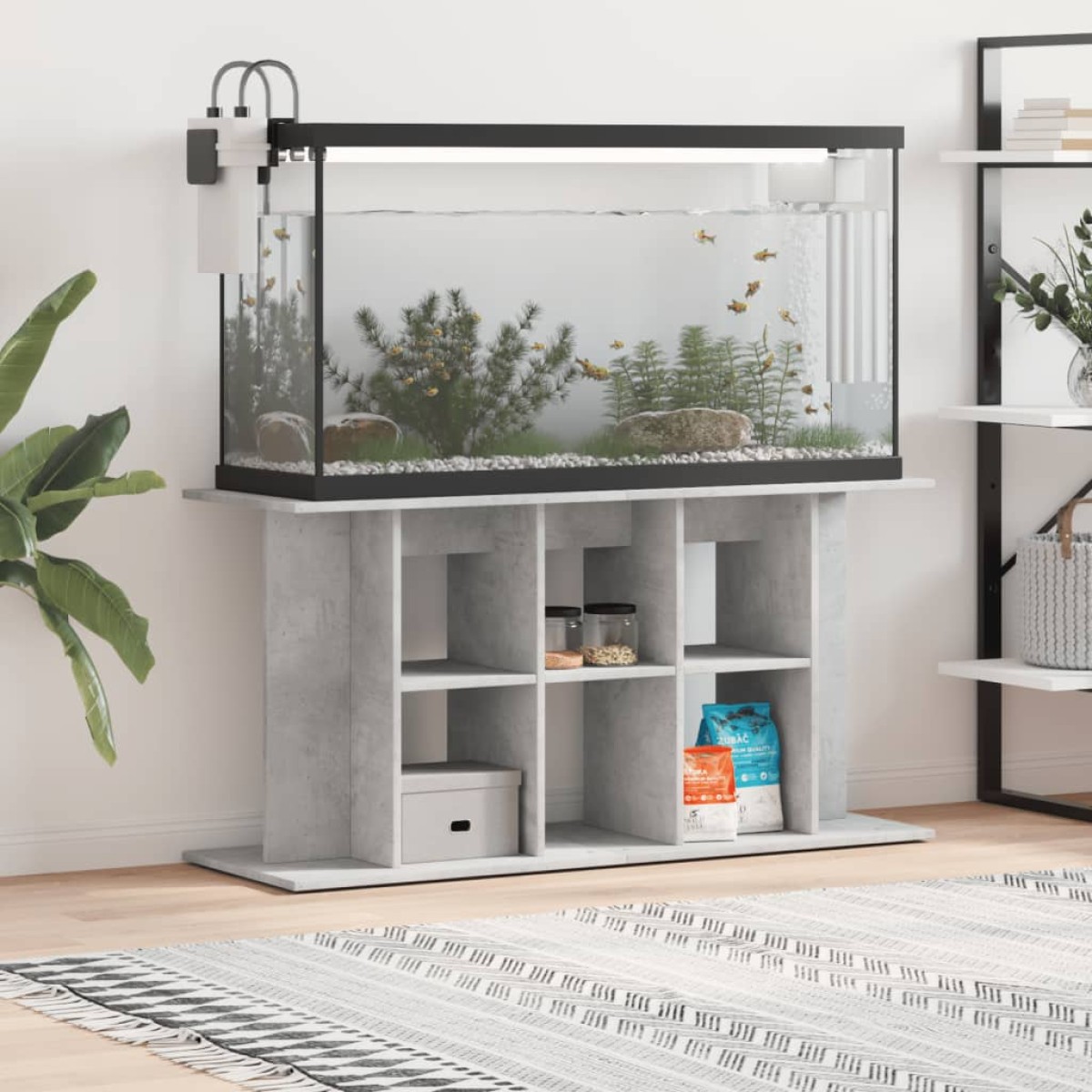 vidaXL Βάση Ενυδρείου Γκρι Σκυροδ. 120x40x60 εκ. Επεξεργασμένο Ξύλο
