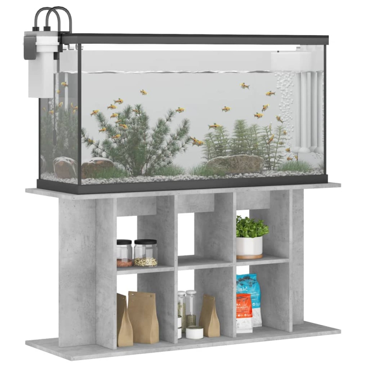 vidaXL Βάση Ενυδρείου Γκρι Σκυροδ. 120x40x60 εκ. Επεξεργασμένο Ξύλο