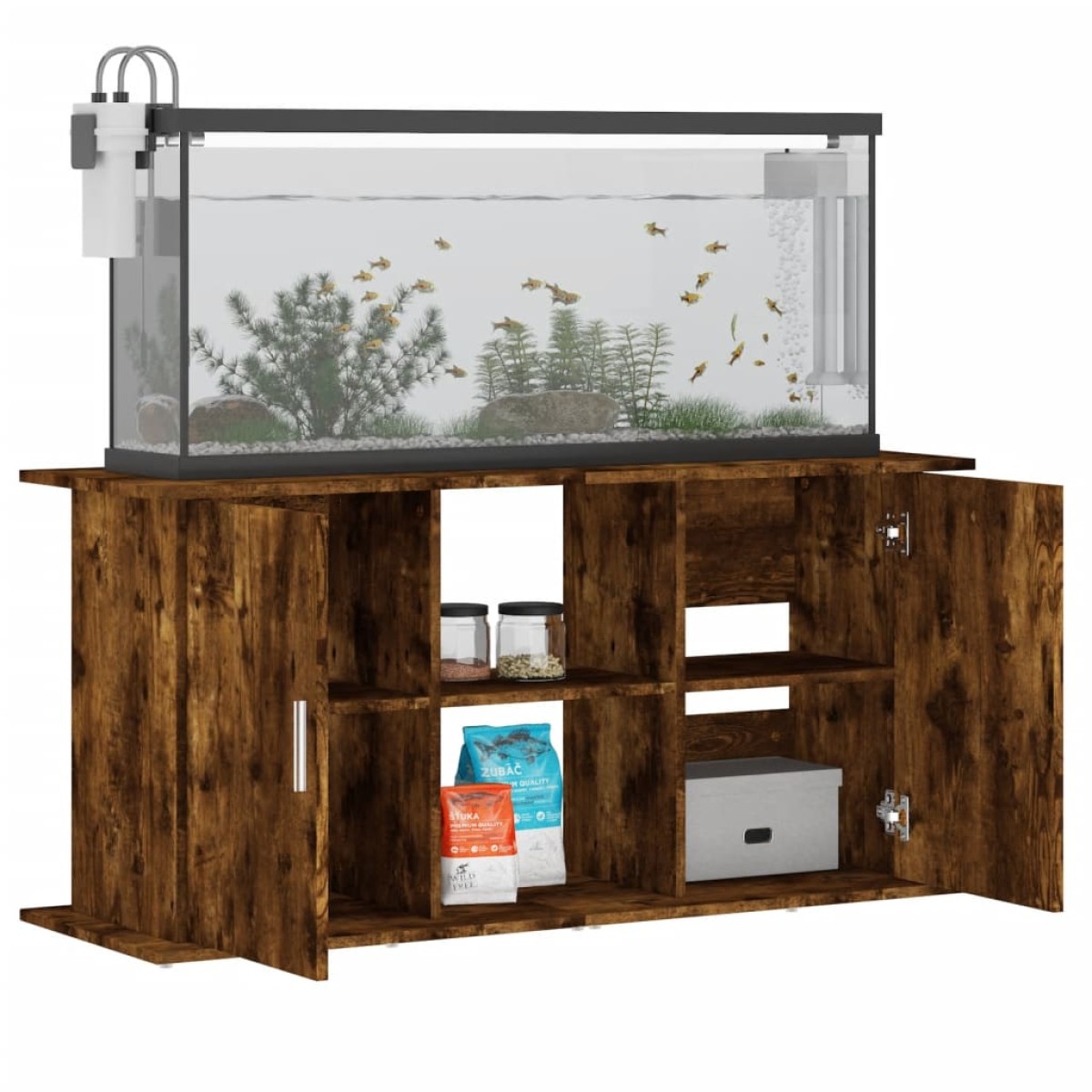 vidaXL Βάση Ενυδρείου Καπνιστή Δρυς 121x41x58 εκ. Επεξεργασμένο Ξύλο