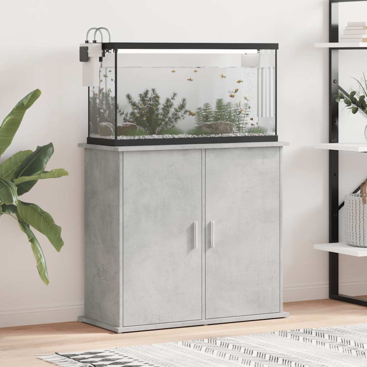 vidaXL Βάση Ενυδρείου Γκρι Σκυροδ. 81x36x73 εκ. από Επεξεργασμένο Ξύλο