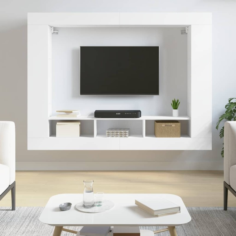vidaXL Έπιπλο Τηλεόρασης Λευκό 152x22x113 εκ. από Επεξεργασμένο Ξύλο