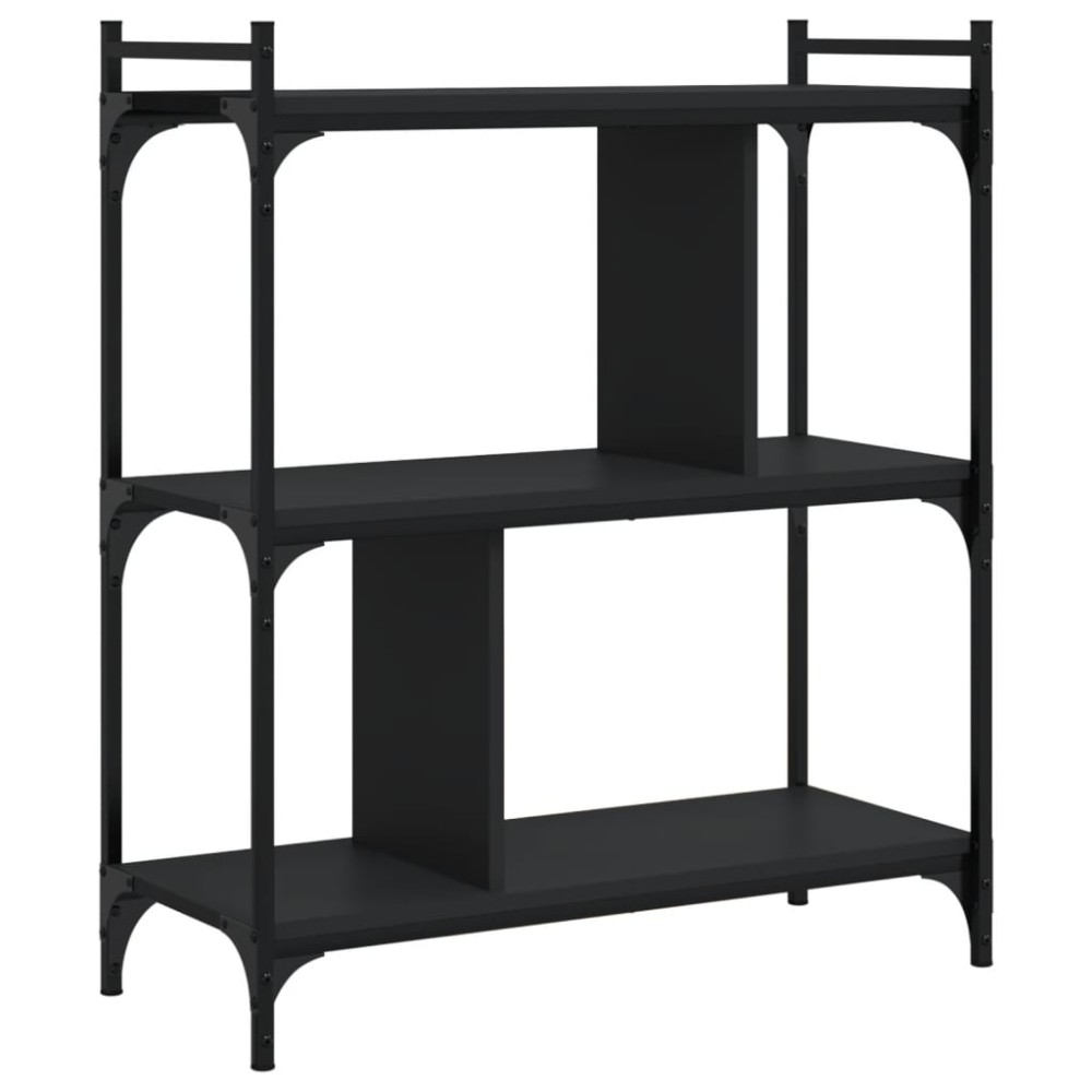vidaXL Βιβλιοθήκη 3 Επιπέδων Μαύρη 76 x 32 x 88 εκ. από Επεξεργ. Ξύλο