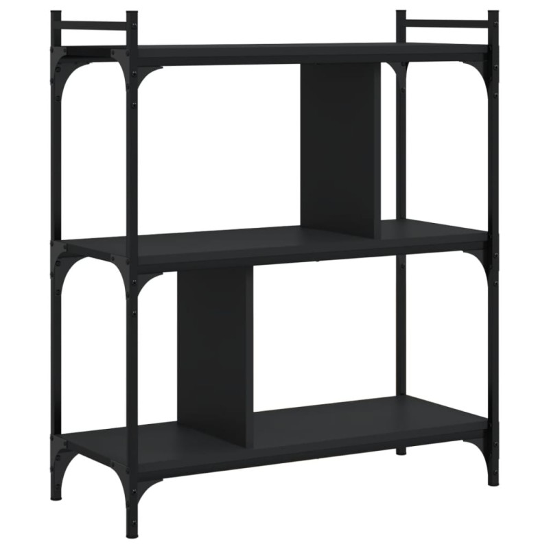 vidaXL Βιβλιοθήκη 3 Επιπέδων Μαύρη 76 x 32 x 88 εκ. από Επεξεργ. Ξύλο