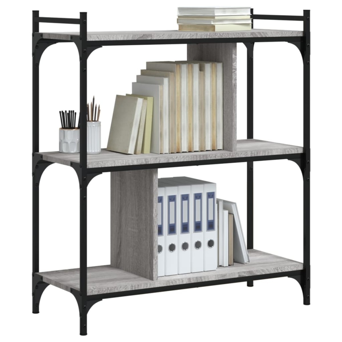 vidaXL Βιβλιοθήκη 3 Επιπέδων Γκρι Sonoma 76 x 32 x 88 εκ. Επεξ. Ξύλο