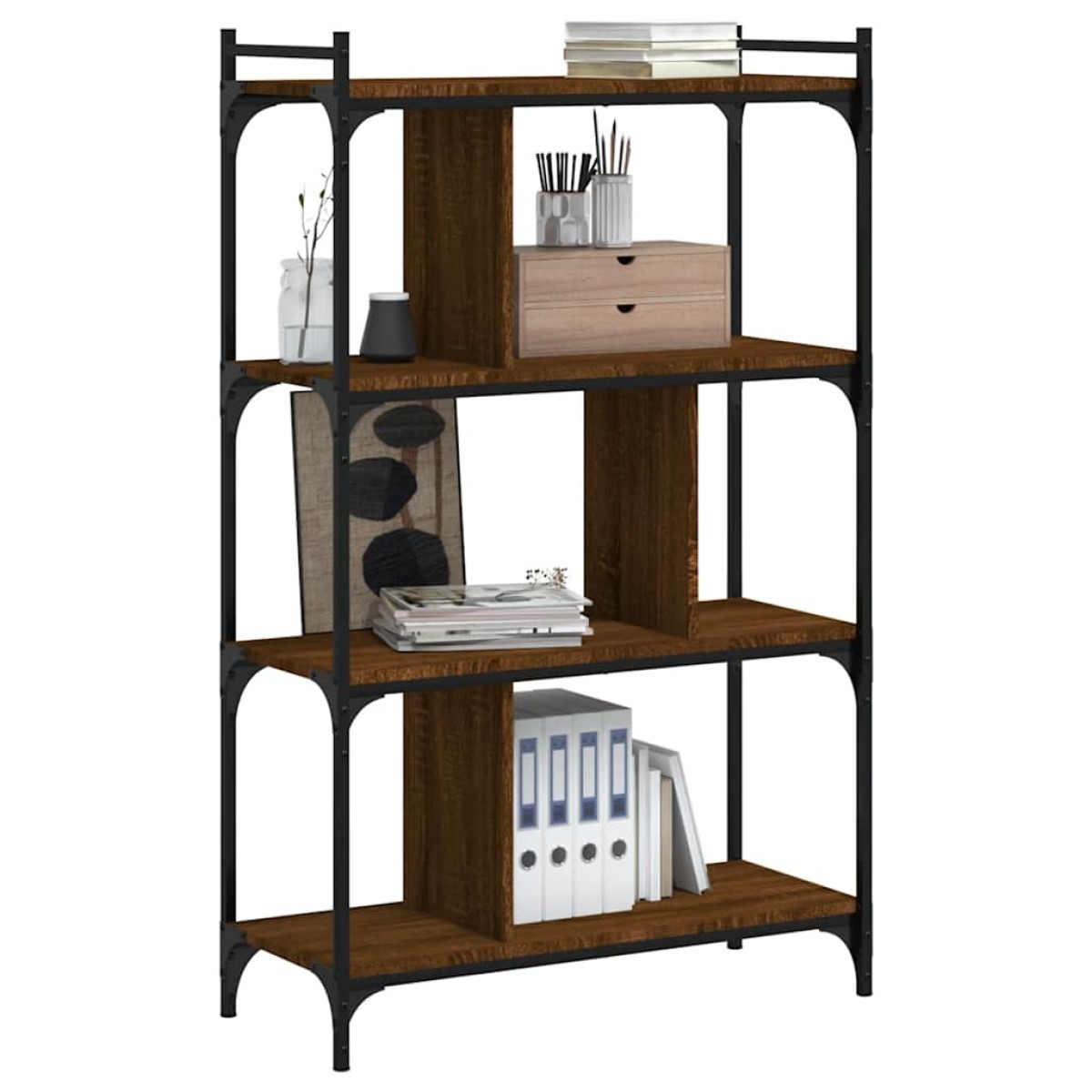 vidaXL Βιβλιοθήκη 4 Επιπέδων Καφέ Δρυς 76 x 32 x 123 εκ. Επεξ. Ξύλο