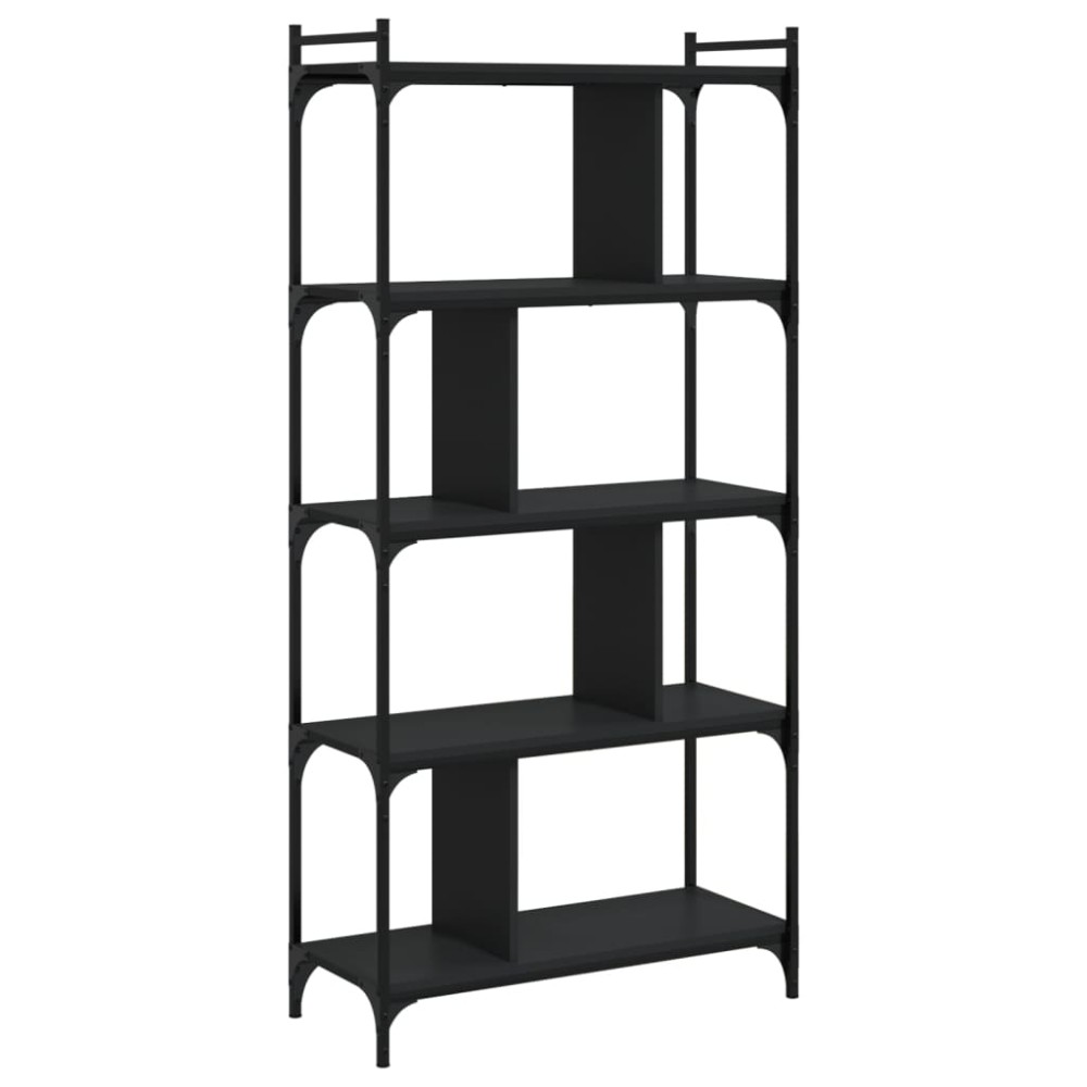 vidaXL Βιβλιοθήκη 5 Επιπέδων Μαύρη 76x32x158 εκ. Επεξεργασμένο Ξύλο