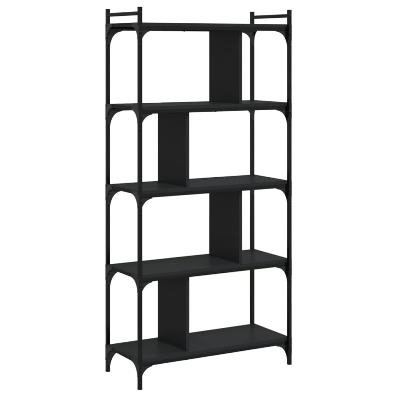 vidaXL Βιβλιοθήκη 5 Επιπέδων Μαύρη 76x32x158 εκ. Επεξεργασμένο Ξύλο