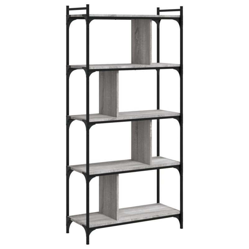 vidaXL Βιβλιοθήκη 5 Επιπέδων Γκρι Sonoma 76 x 32 x 158 εκ. Επεξ. Ξύλο