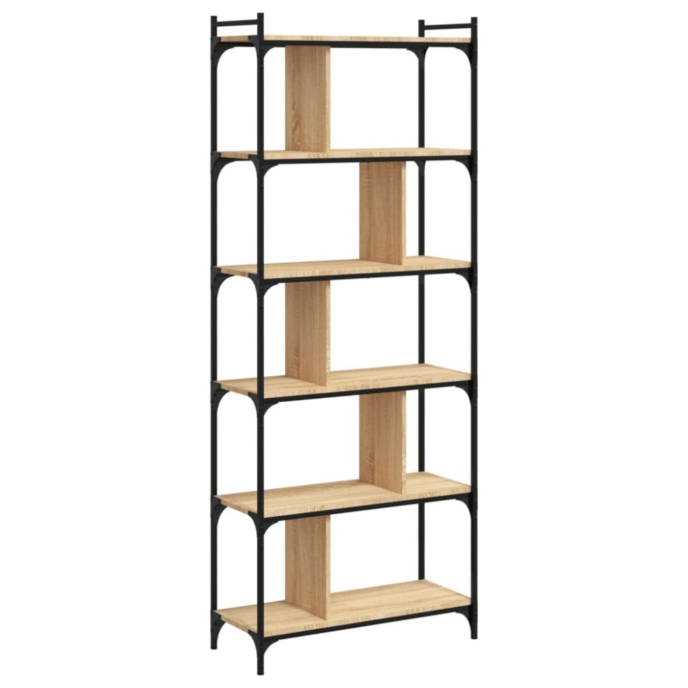 vidaXL Βιβλιοθήκη 6 Επιπέδων Sonoma Δρυς 76 x 32 x 192 εκ. Επεξ. Ξύλο