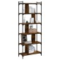 vidaXL Βιβλιοθήκη 6 Επιπέδων Καπνιστή Δρυς 76x32x192 εκ. Επεξ. Ξύλο