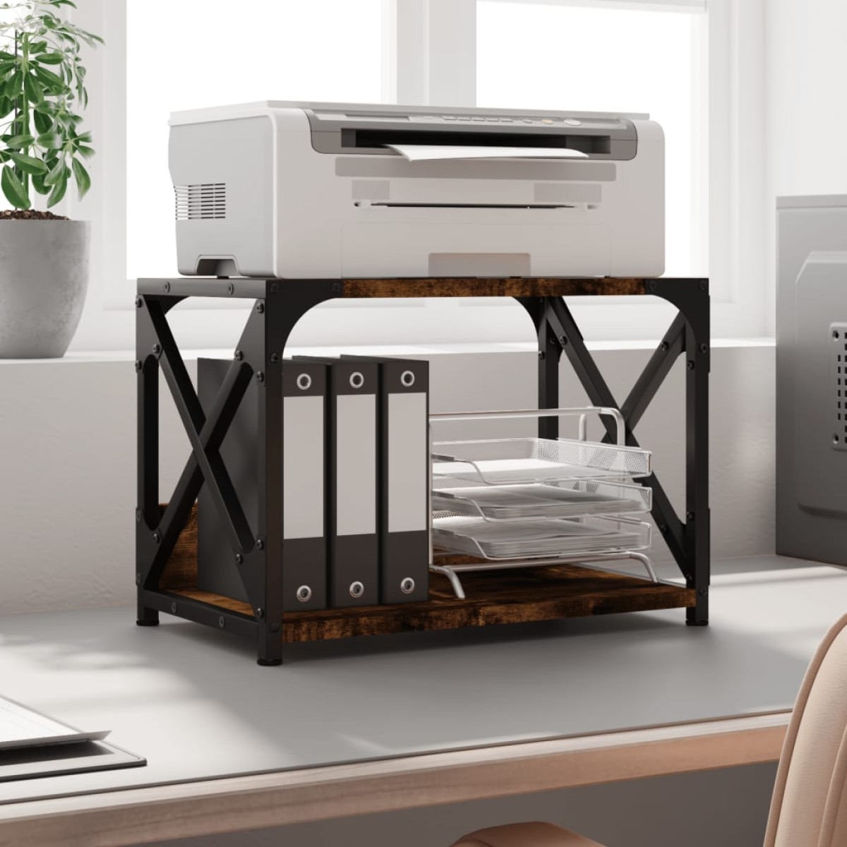 vidaXL Βάση Εκτυπωτή 2 Επιπέδων Καπνιστή Δρυς 44x26x31,5 εκ Επεξ. Ξύλο